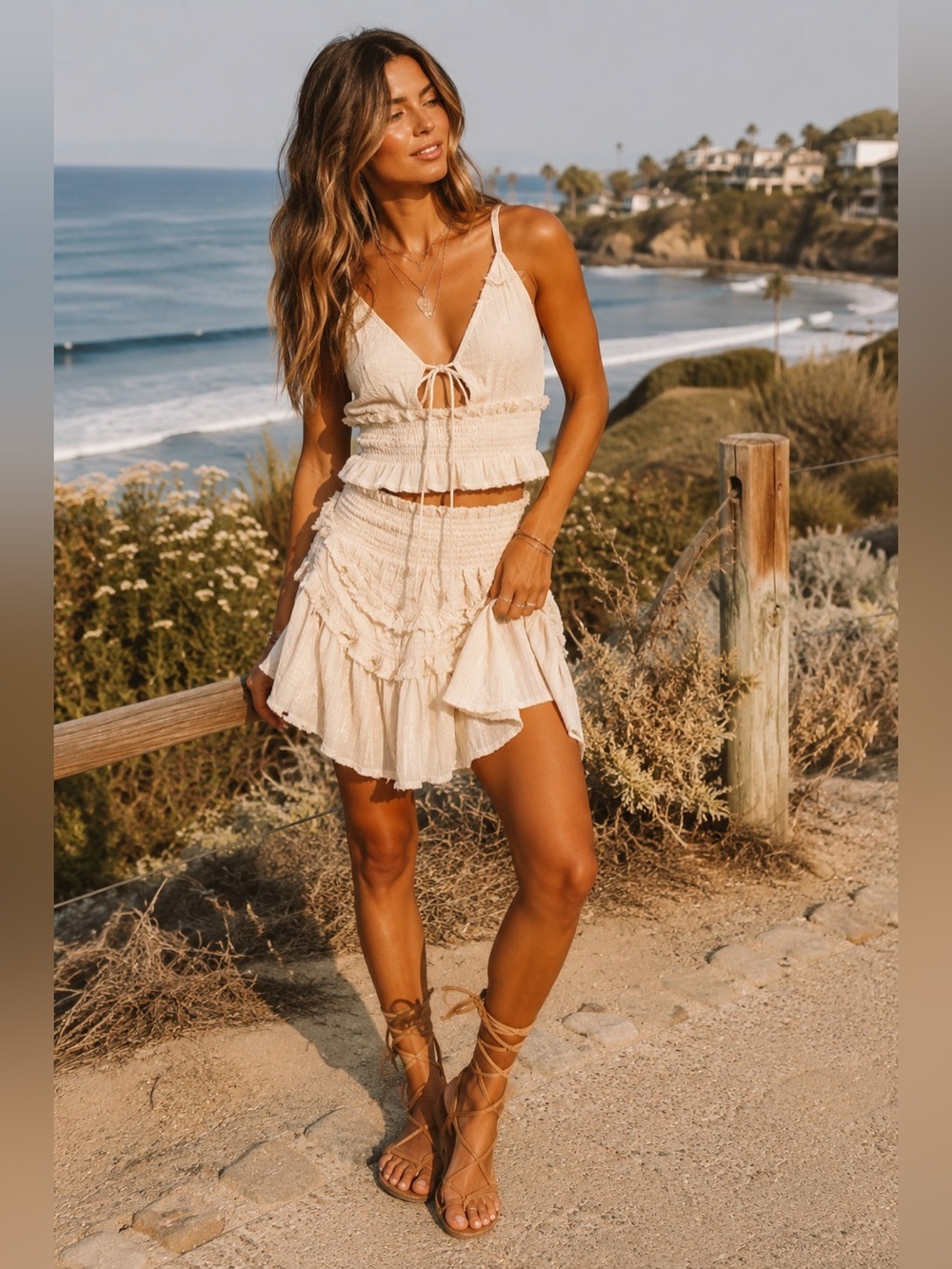 POL “ Topanga Moon “ Matching Skirt and Tank Top Set | Cream